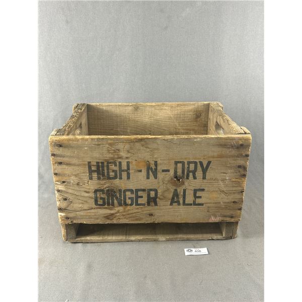 Vintage "National Fruit Company High N Dry Ginger Ale" Wood Crate. NO SHIPPING. Approx.19" x 13" x 1