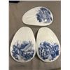 Image 2 : Set Of 3 Cottage Lane Blue & White Glass Décor (abt. 9"H), Gemstone Fountain In Original Box, Cute W