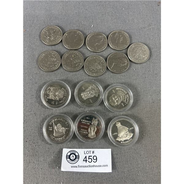 9 Canadian Dollars - (2) 1970 & (7) 1971 Plus 6 - 1977 BC Dollars (2) Nootka, Haida, Salish, Kwakiut