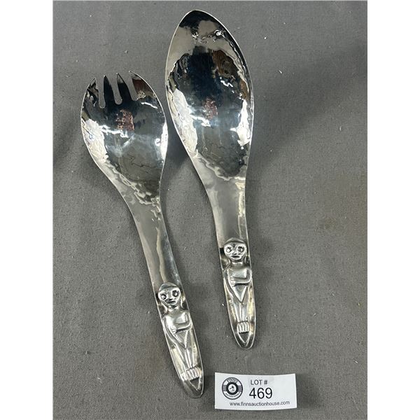 First Nations Designed Salad Utensils "Kwakiute Totem Pole"