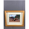 Image 2 : Framed 13" x 11" Myanmar Picture (Never Fade) Made From Gemstones & 14" H Wood Angel Folk Art.
