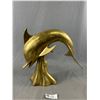 Image 2 : Vintage Brass Swimming Dolphin Art Sculpture. Approx. 14" x 15"