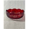 Image 2 : Antique Ruby Red Glass Souvenir Lot - Wynard, Sask. Trinket Dish, 1911 Brandon Fair Plus 1928 & 1929
