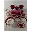Image 1 : Antique Ruby Red Glass Lot - Wine Goblets, Bowls, Trinket Dishes & More