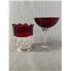 Image 4 : Antique Ruby Red Glass Lot - Wine Goblets, Bowls, Trinket Dishes & More