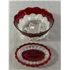 Image 8 : Antique Ruby Red Glass Lot - Wine Goblets, Bowls, Trinket Dishes & More