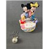Image 1 : Disney Mickey and Minnie Music Box, Plus a Large Faux Pearl Approx 28" x 1" Diam On A Silver Chain