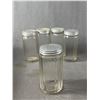 Image 2 : Vintage Hoosier Glass w/ Aluminum Lids - 7" H Coffee, 5" Tea (2), 4" Shakers (5), 5" Condiment Jars 