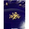 Image 2 : Large Vintage Cobalt Blue Platter w/ Gold Flower Design. Approx. 12" Diam.