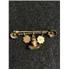 Image 2 : Antique Victorian Gold Tone Brooch With Dangling Knight Charm
