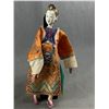 Image 2 : Pair of Asian Bisque Figures in Silk Robes and a Vintage Blue and White Porcelain Tea Pot