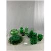 Image 1 : Nice Lot Of Emeral Green & Olive Green Glass Décor - Vase, Plates, Cups, Bowl & More NO SHIPPING