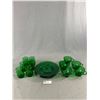 Image 2 : Nice Lot Of Emeral Green & Olive Green Glass Décor - Vase, Plates, Cups, Bowl & More NO SHIPPING