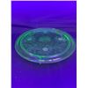 Image 2 : 2 Vintage Uranium Glass Plates - 8" Diam. & 10" Diam x 1.5"H