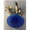 Image 1 : Silver Plated Ice Bucket, Wood Penguins, 14" Diam. Bowl & More