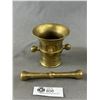 Image 2 : 9" H Heavy Clear Glass Vase & Brass Mortar/Pestle