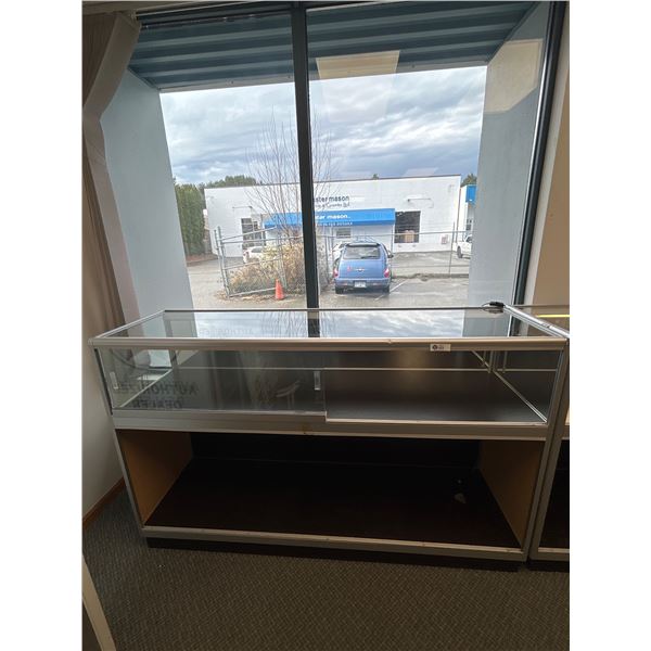 Glass Top Display Cabinet w/ Sliding Doors. NO SHIPPING. Approx.