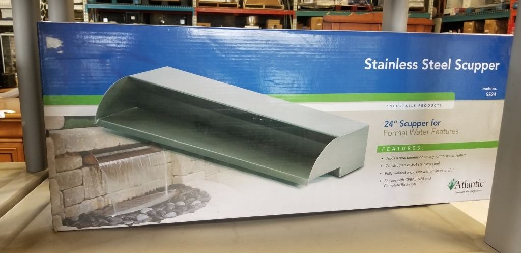 NEW STAINLESS STEEL WATERFALL SCUPPER
