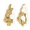 Image 5 : Vintage 14K Gold Cultured Pearl Textured Overlap Knot Clip On Statement Earrings