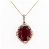 Image 2 : 29.59 ctw Ruby and 0.69 ctw Diamond 14K Yellow Gold Pendant