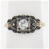 Image 1 : Antique 18k TT Gold 0.37 ctw Old European Cut Diamond Floral Open Milgrain Ring