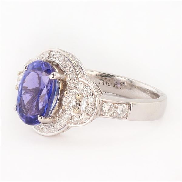 2.88 ctw Tanzanite and 0.74 ctw Diamond 14K White Gold Ring