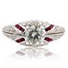 Image 1 : 1.01 ctw SI3 CLARITY CENTER Diamond and 0.68 ctw Ruby Platinum Ring (2.66 ctw Di