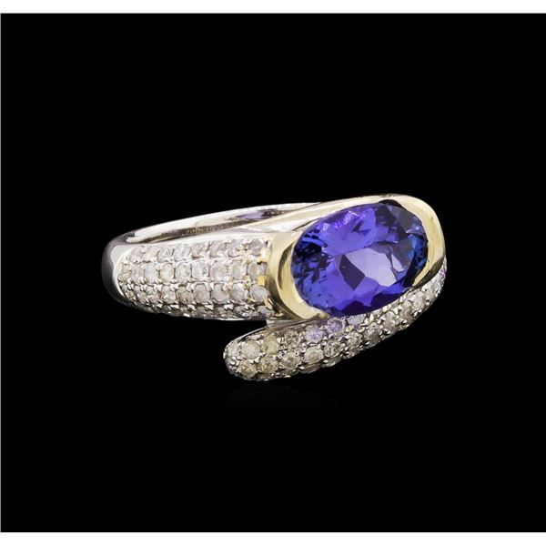 14KT Two-Tone Gold 1.99 ctw Tanzanite and Diamond Ring