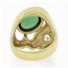Image 7 : Large Modernist 18k Gold Oval Bezel Tourmaline & Diamond Polished Geometric Ring