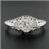 Image 3 : Antique Art Deco 18K Gold 0.69 ctw GIA European Diamond Filigree Engagement Ring