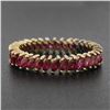 Image 2 : Vintage 14k Yellow Gold 3 ctw Marquise Prong Ruby Eternity Stackable Band Ring