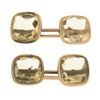 Image 4 : Mens Antique 10K Yellow Gold Dual Sided Bezel Cushion Lemon Quartz Cuff Links