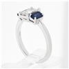 Image 9 : New Platinum 1.71 ctw GIA Emerald Cut Diamond & Sapphire 3 Stone Engagement Ring