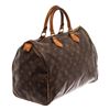 Image 2 : Louis Vuitton Brown Monogram Canvas Leather Speedy 35 Satchel Bag