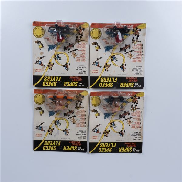 4pc Marx Toys Super Speed Flyers Instant Speedway Toys