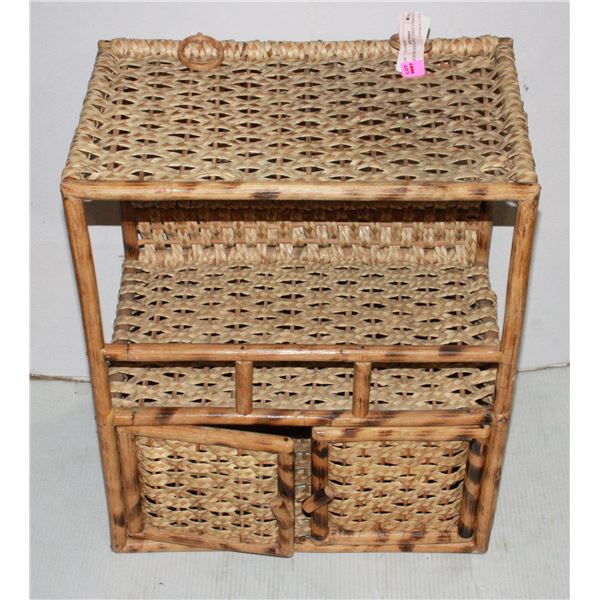 WICKER HANGING SHELF CABINET