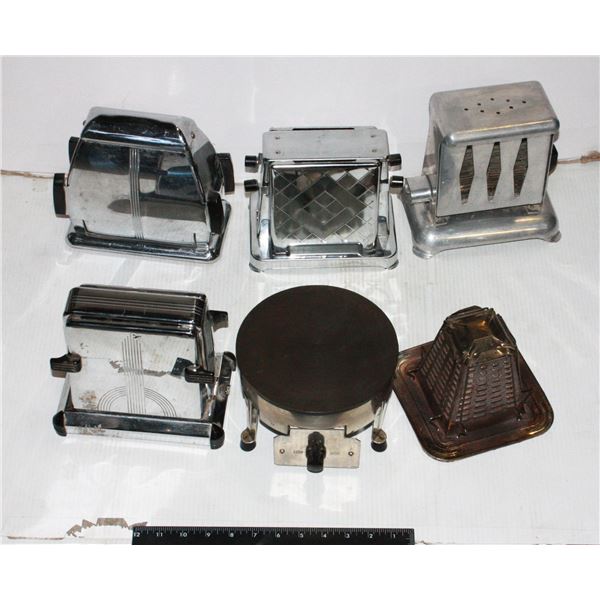 LOT OF FIVE VINTAGE TOASTERS, GREAT DISPLAY PIECES