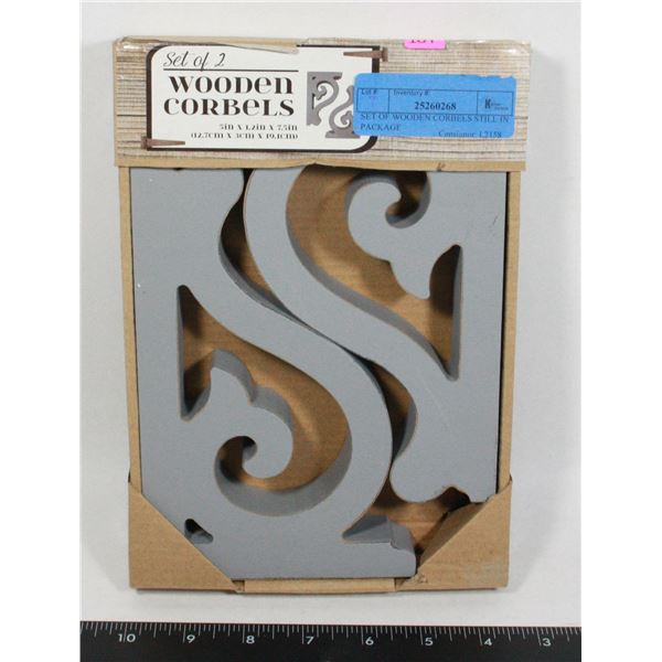 SET OF WOODEN CORBELS STILL IN PACKAGE