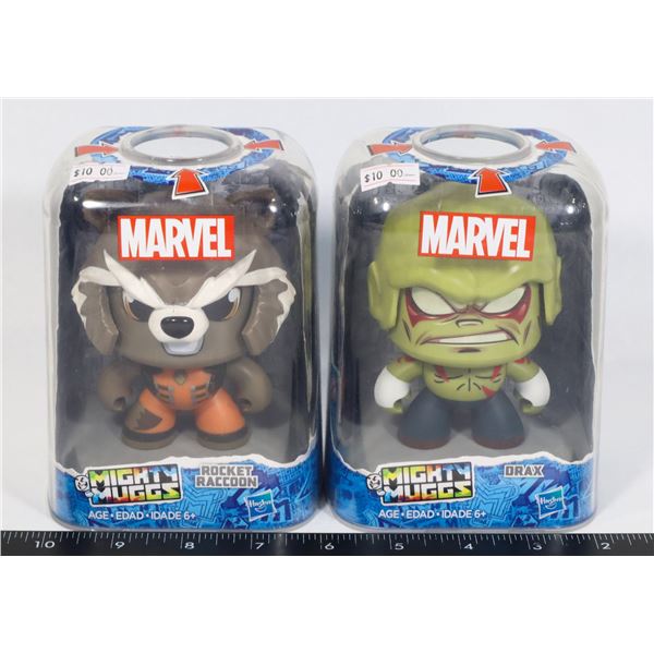 TWO MIGHTY MUGGS HEAD SPIN TOYS, ROCKET RACOON