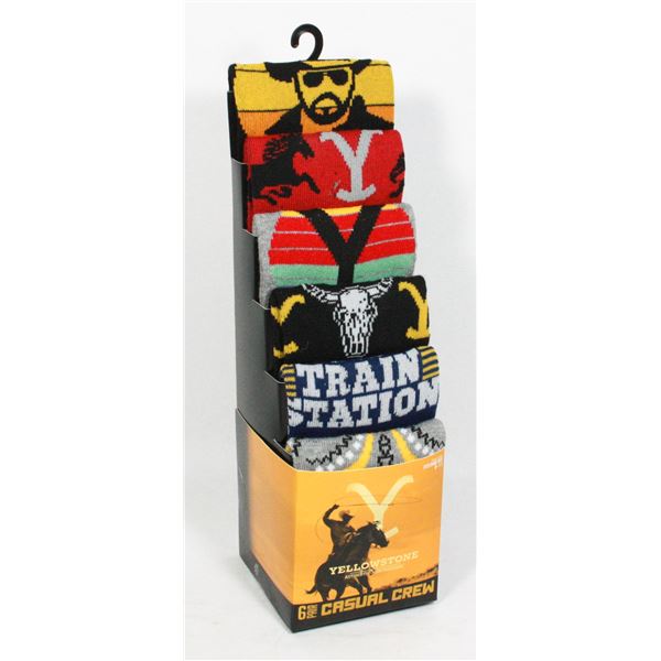 NEW YELLOWSTONE  6 PAIR PACK OF CREW SOCKS