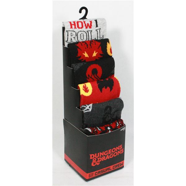 NEW DUNGEONS & DRAGONS 6 PAIR PACK OF CREW SOCKS