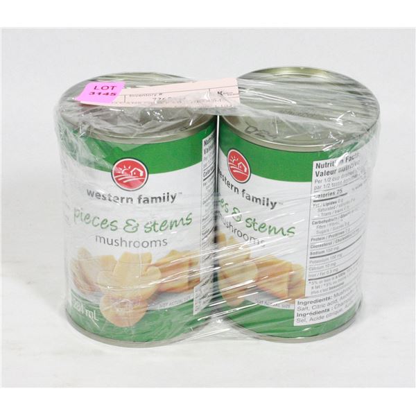 TWO CANS OF WF MUSHROOMS