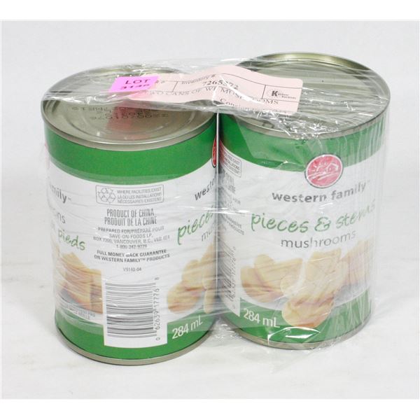 TWO CANS OF WF MUSHROOMS