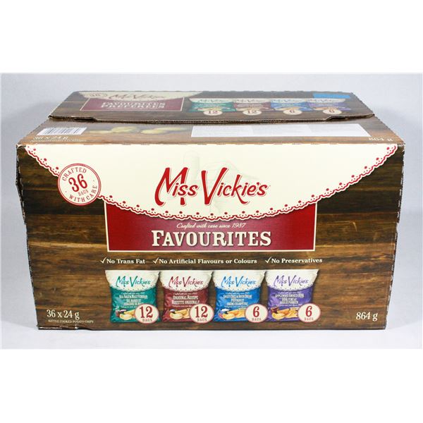 CASE OF 36 MISS VICKIES KETTLE COOKED POTATO CHIPS