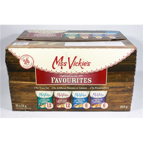 CASE OF 36 MISS VICKIES KETTLE COOKED POTATO CHIPS