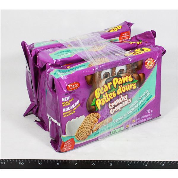 THREE NEW 240G PACKS OF DARE BEAR PAWS CRUNCHY