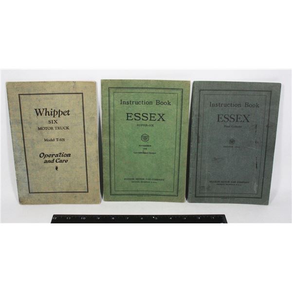 3 VINTAGE 1920'S VEHICLE OPERATION MANUALS