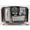 VINTAGE STAINLESS STEEL DIVIDED TRAY WOOD TEAK