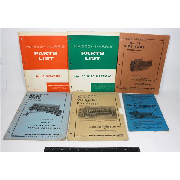 LOT OF 6 - MASSEY HARRIS REPAIR PART MANUALS