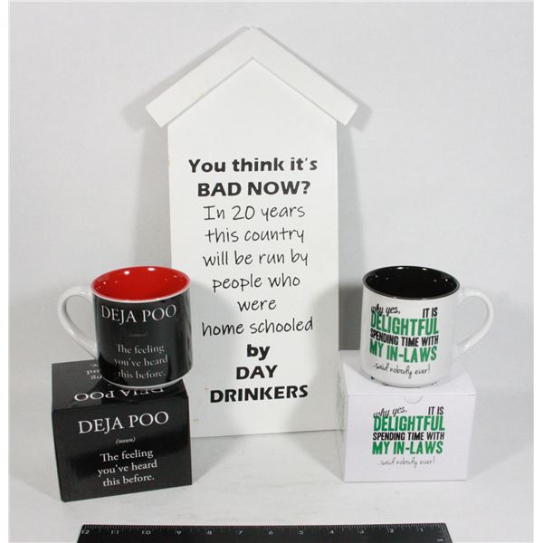 BRAND NEW DEJA POO MUG WITH DELIGHTFUL IN-LAWS MUG